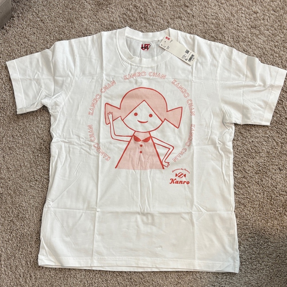 NWT White  T-shirt with Pink Cartoon Print